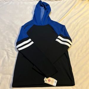 Long sleeve shirt with hoodie.